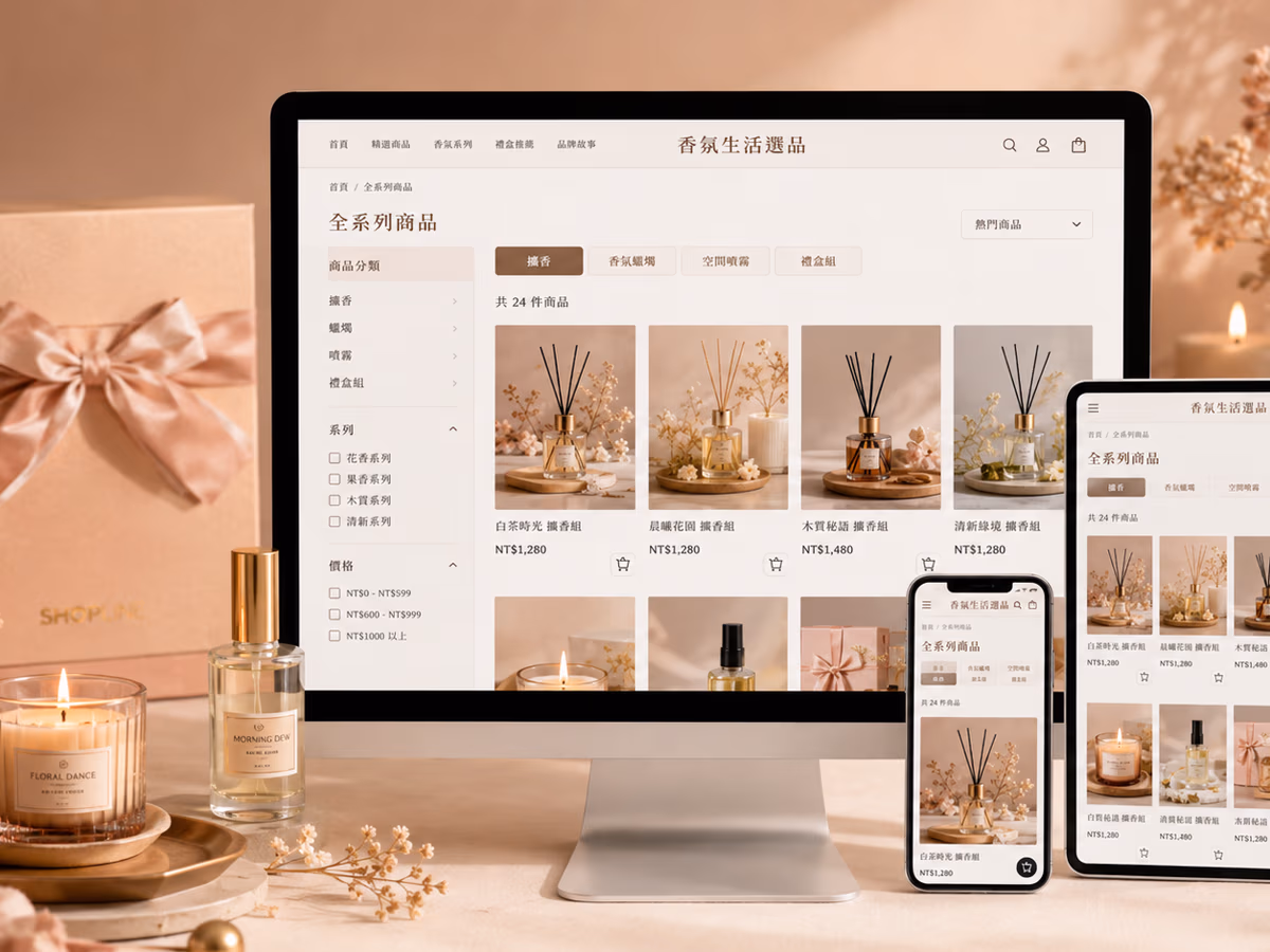 香氛生活選品品牌|Shopline 官方購物網站建置 網站畫面 2