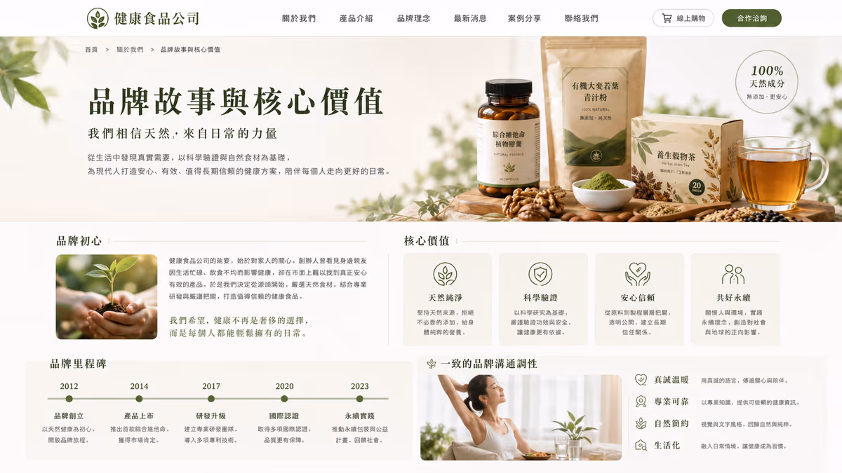 健康食品品牌|品牌內容與社群行銷規劃 網站畫面 1